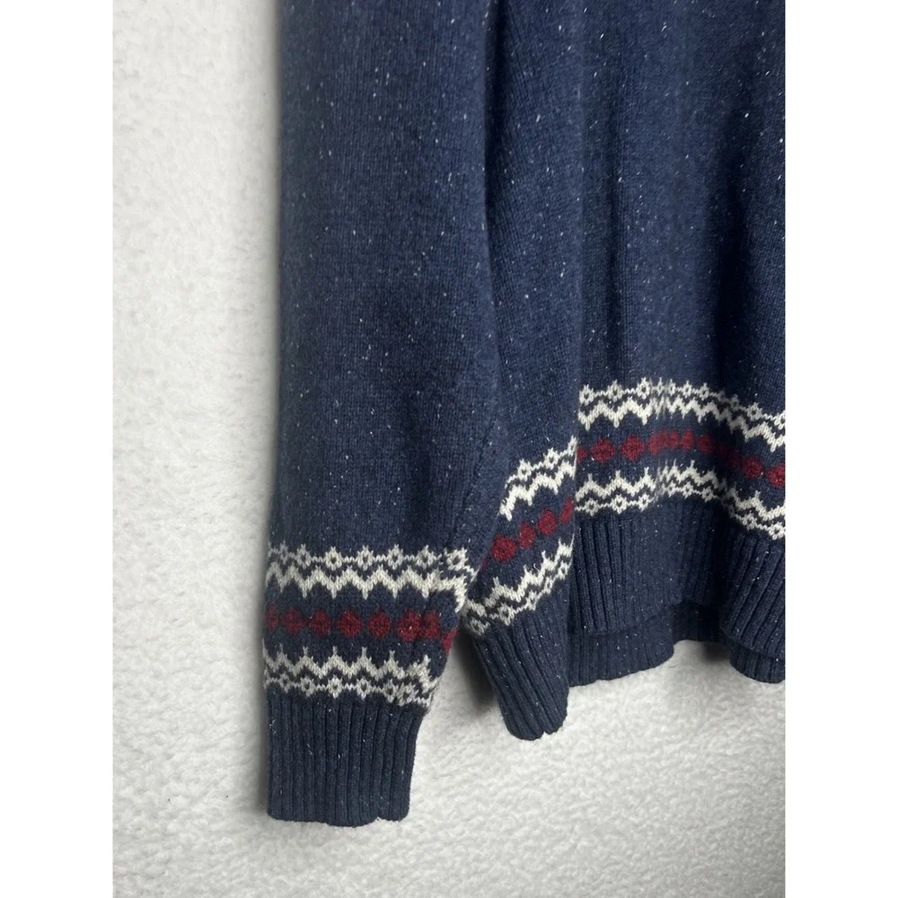 Tommy Hilfiger Men's Sweater 1/4‎ Zip Pullover Cotton Wool Blend Blue Sz XL